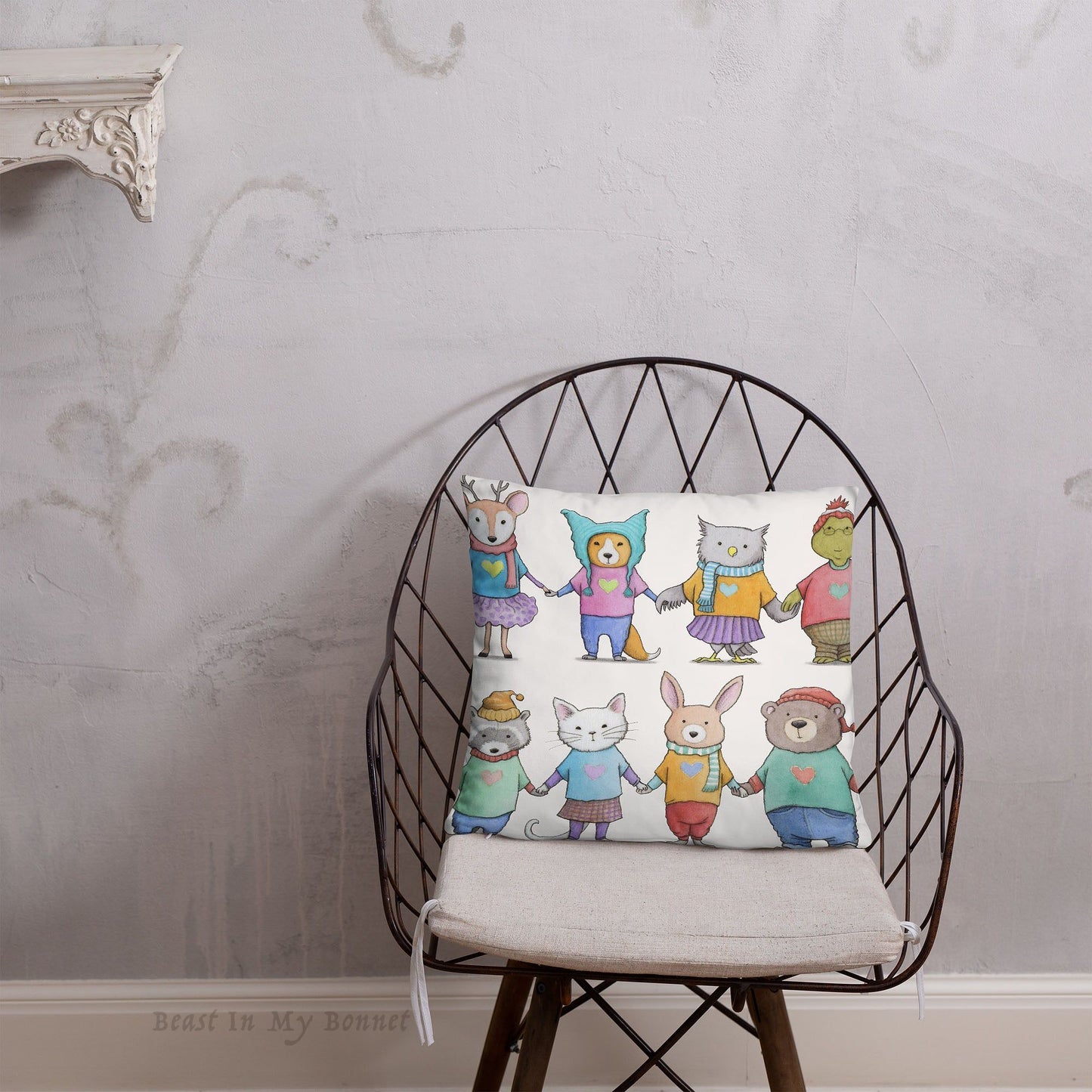Square Throw Pillow 18 x 18- Paws-In-Paws