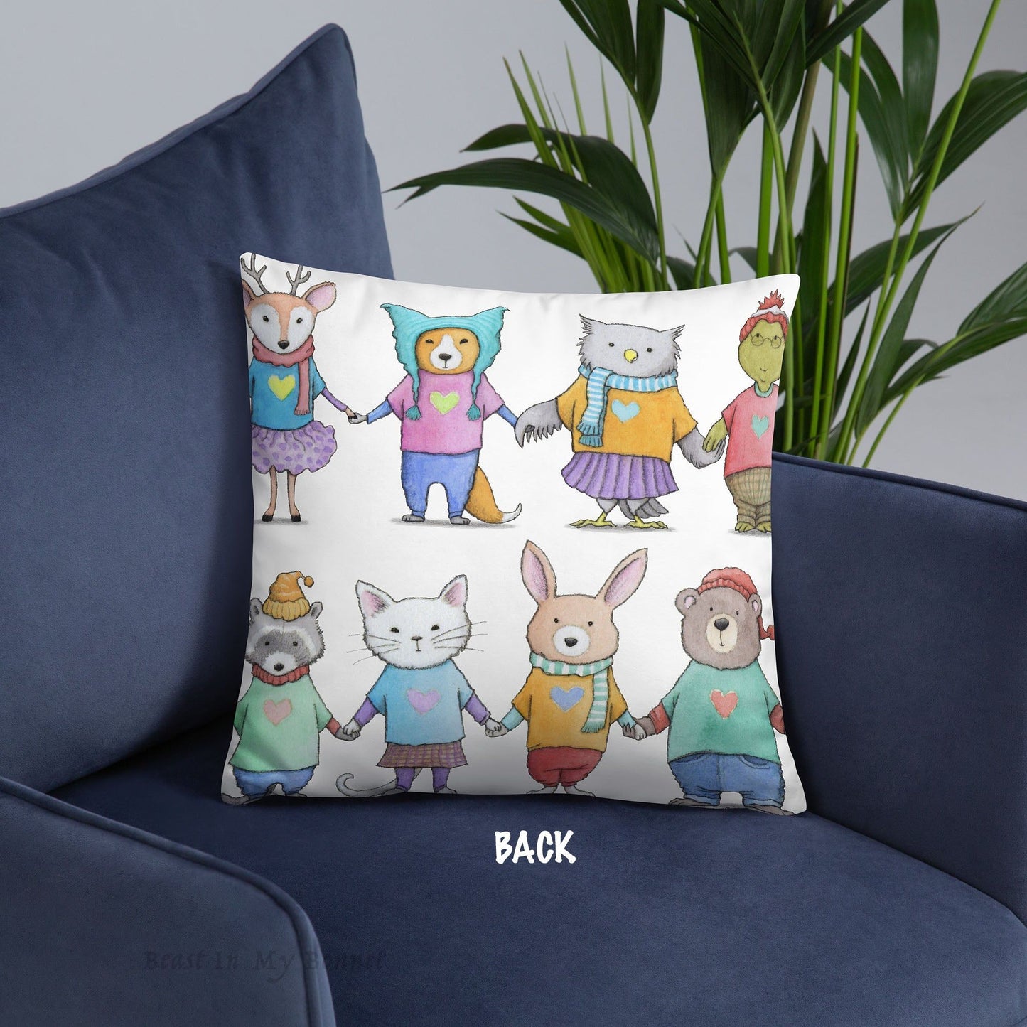 Square Throw Pillow 18 x 18- Paws-In-Paws