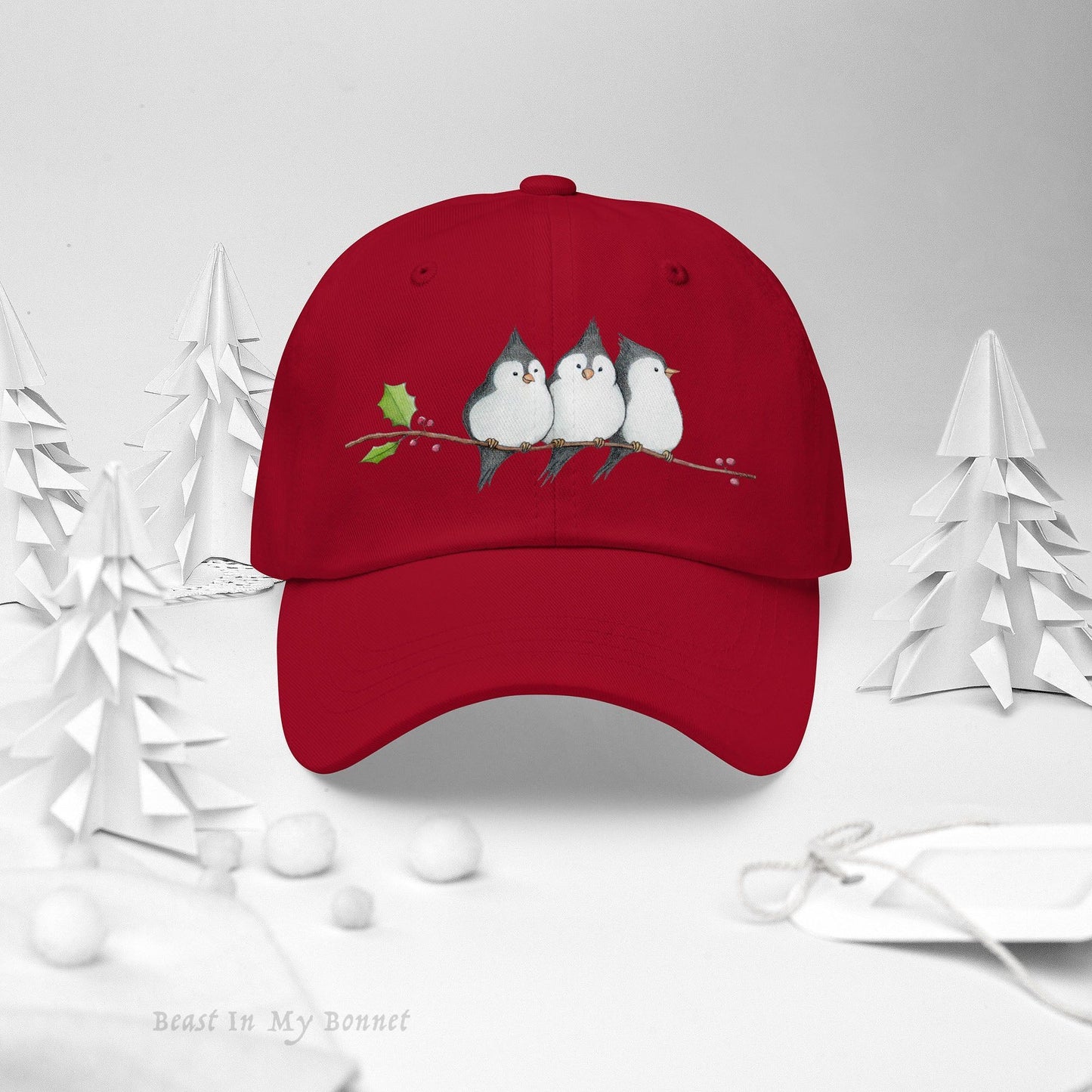Christmas Dad Hat - A Banditry of Tufted Titmice
