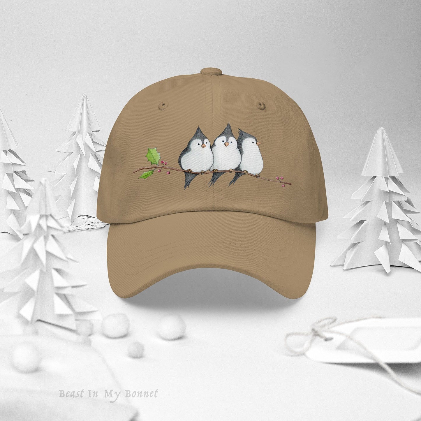 Christmas Dad Hat - A Banditry of Tufted Titmice