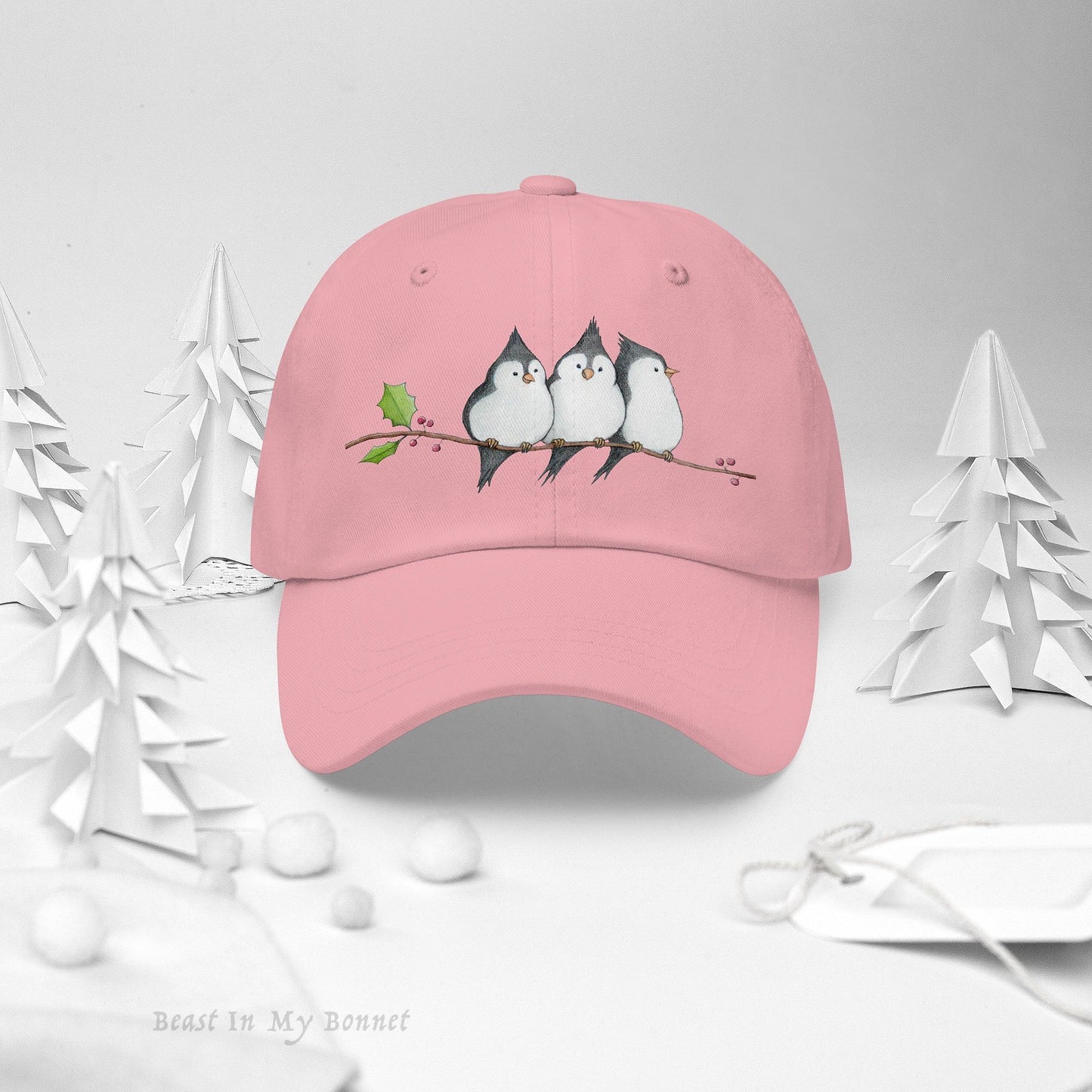 Christmas Dad Hat - A Banditry of Tufted Titmice