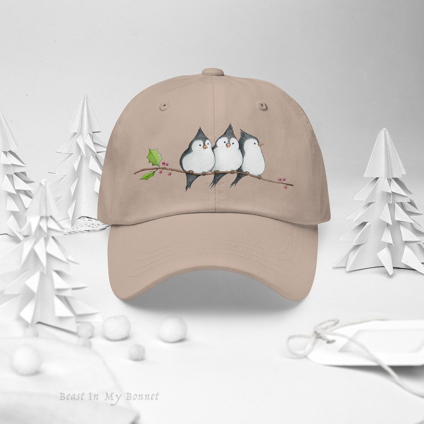 Christmas Dad Hat - A Banditry of Tufted Titmice
