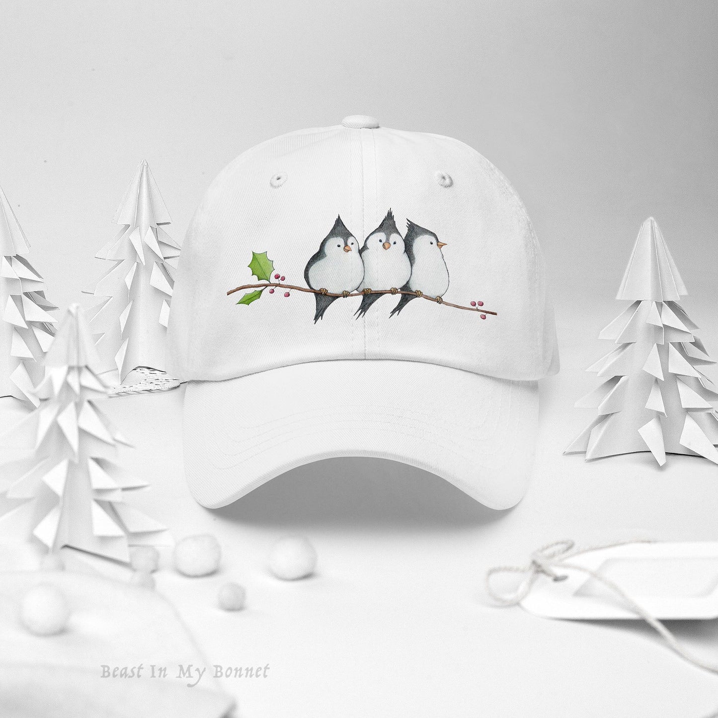 Christmas Dad Hat - A Banditry of Tufted Titmice
