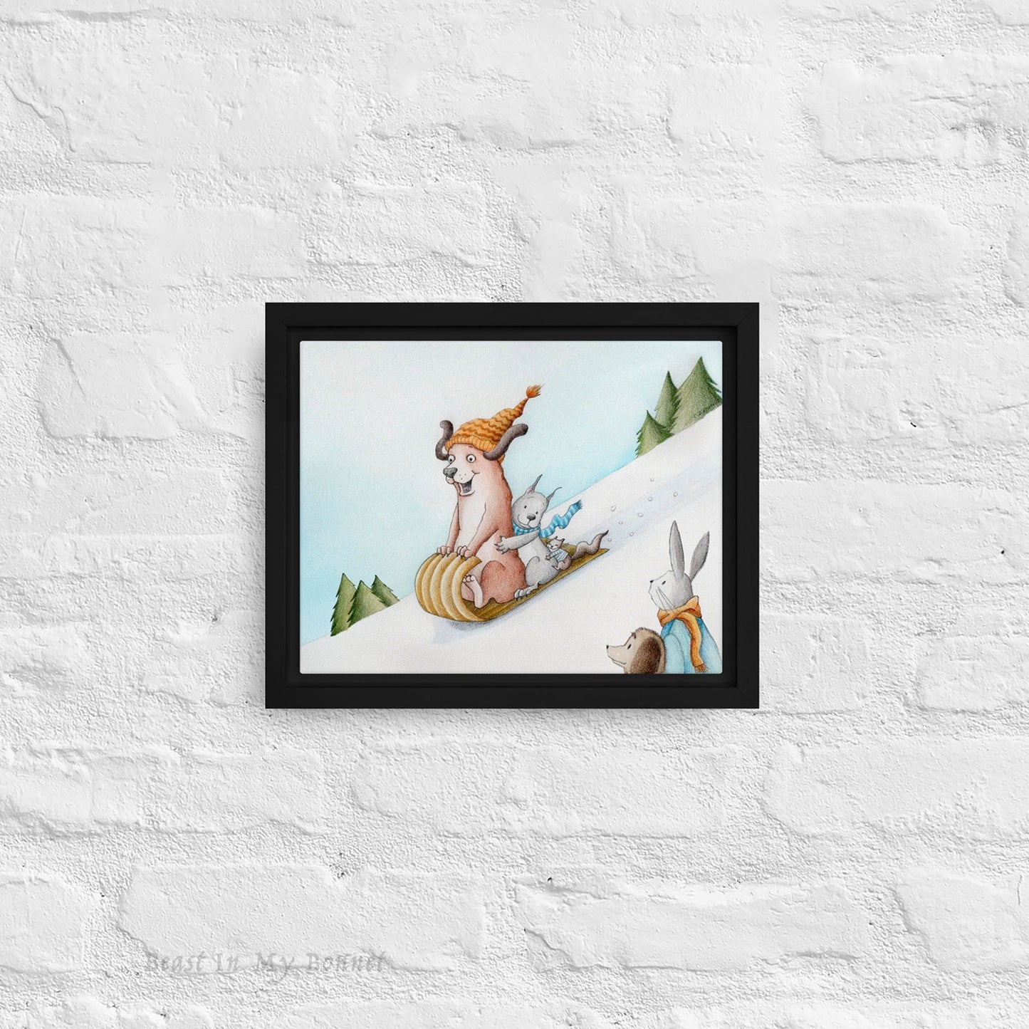 Framed Canvas 10 x 8 - Sled Dog Days