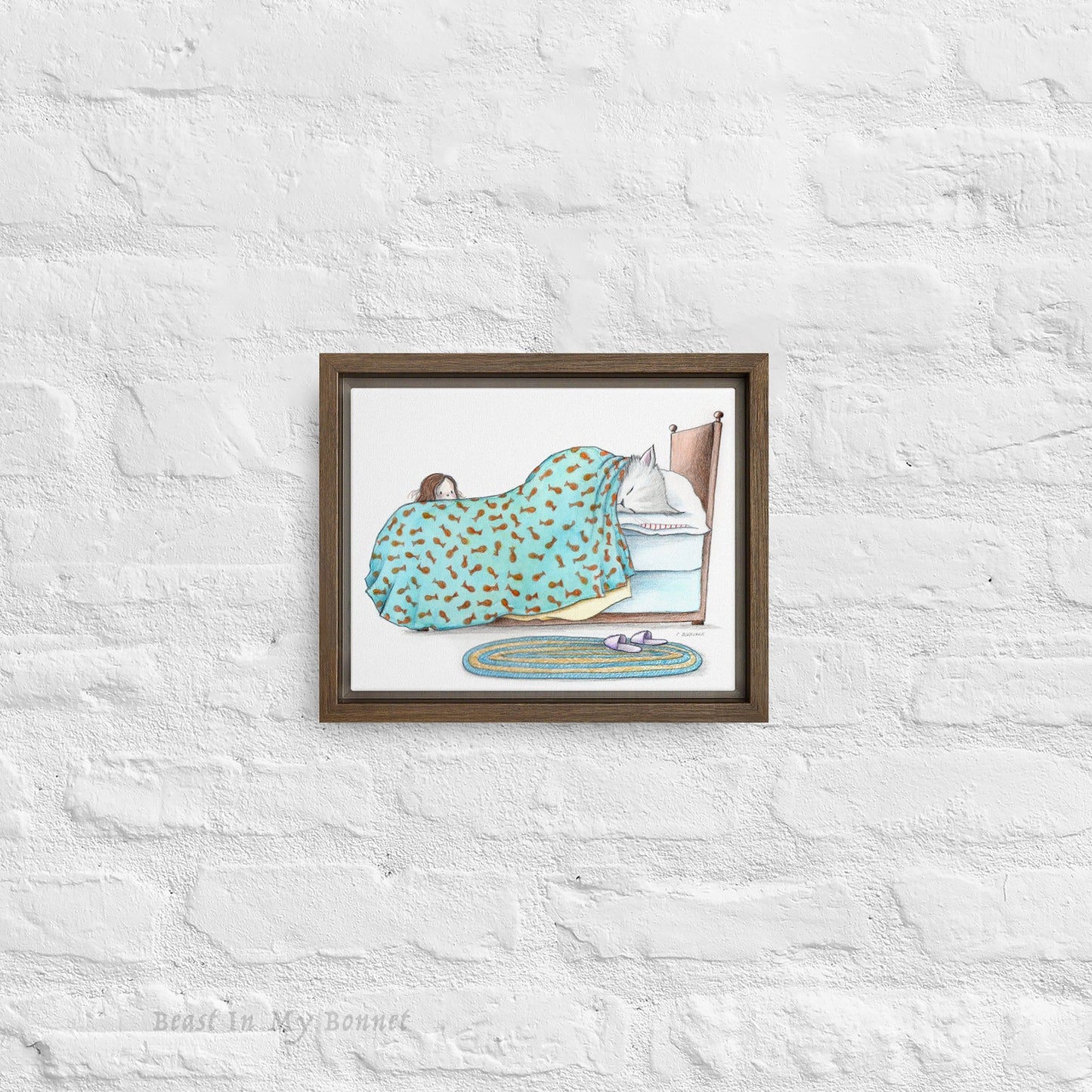 Framed Canvas 10 x 8 - Waiting on a Sleepy Cat