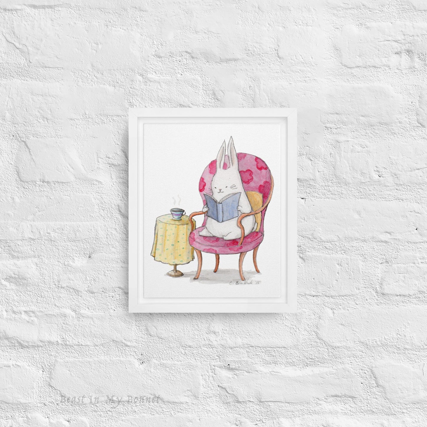 Framed Canvas 8 x 10 - Reading Rabbit