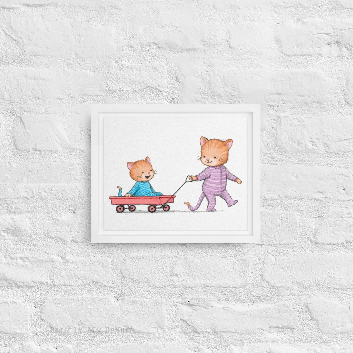 Framed Canvas 10 x 8 - Kitten Wagon