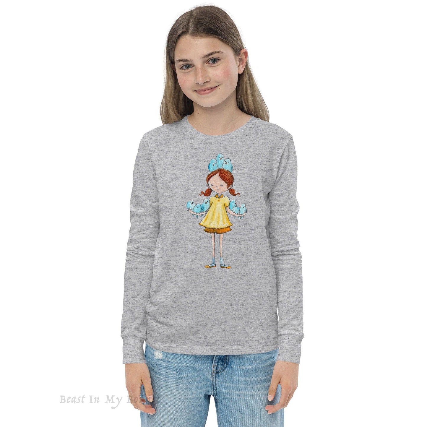 YOUTH Long Sleeve Tee - Blue Birds in Hand
