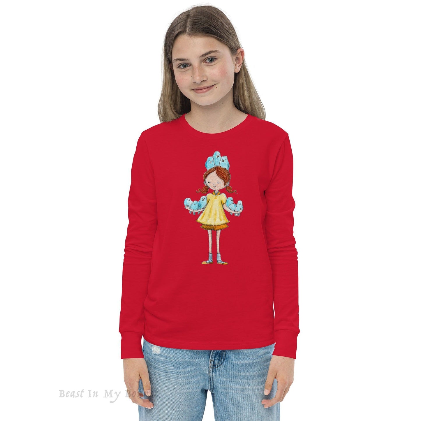 YOUTH Long Sleeve Tee - Blue Birds in Hand