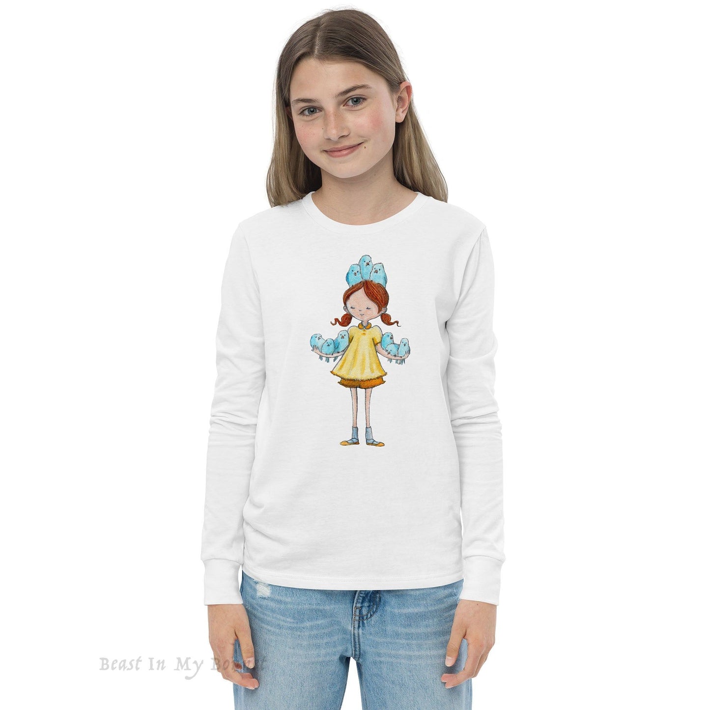 YOUTH Long Sleeve Tee - Blue Birds in Hand