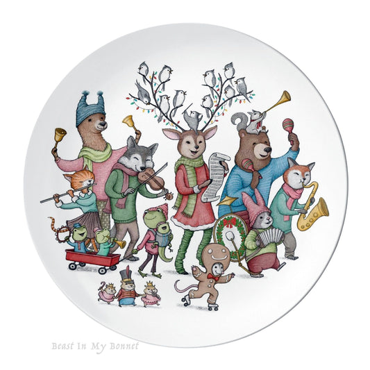 Holiday Plate - 10" Melamine - Caroling Friends