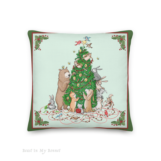 Christmas Pillow - 18 x 18 - Tree Decorating