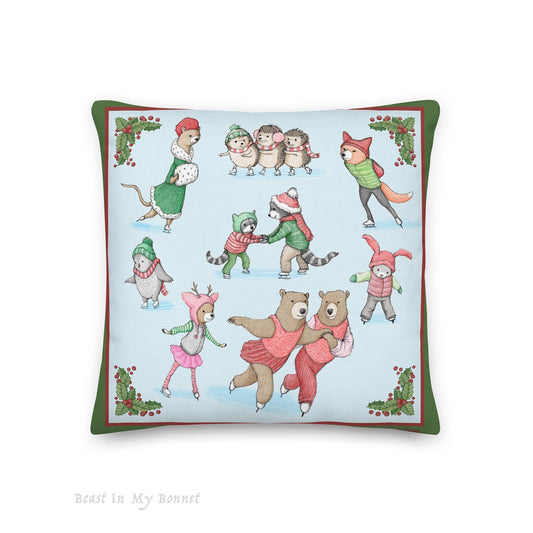 Christmas Pillow - 18 x 18 - Merry Skating