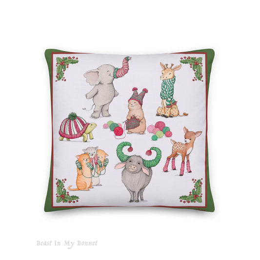 Christmas Pillow - 18 x 18 - Knitting Love