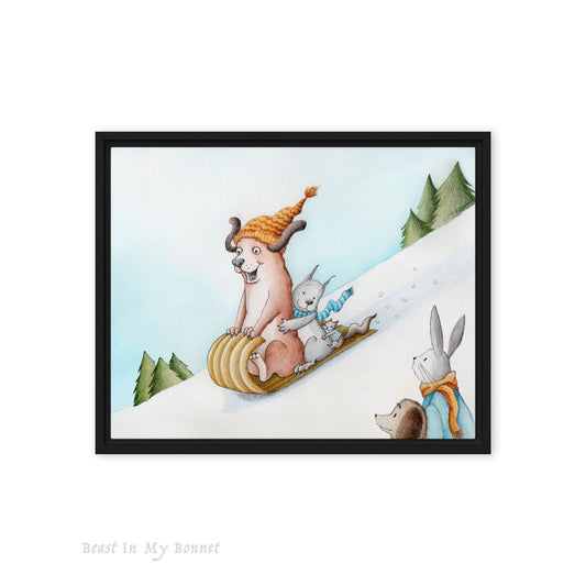 Framed Canvas 10 x 8 - Sled Dog Days