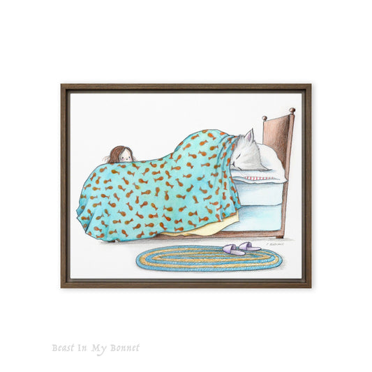 Framed Canvas 10 x 8 - Waiting on a Sleepy Cat