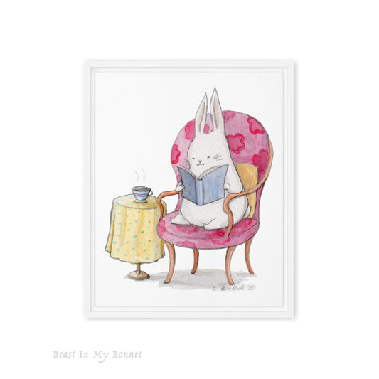 Framed Canvas 8 x 10 - Reading Rabbit