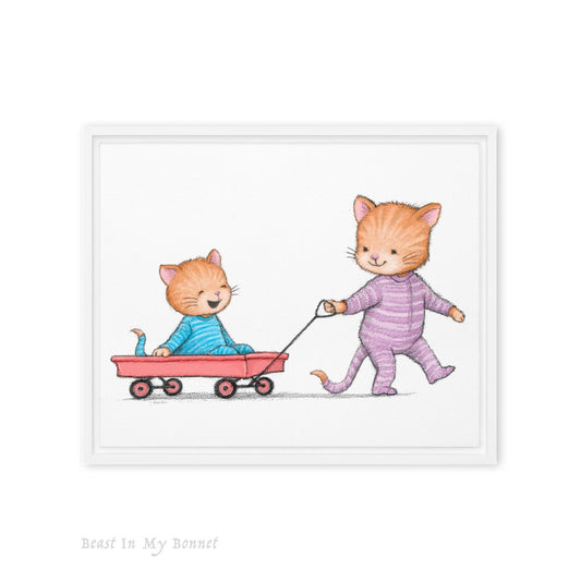 Framed Canvas 10 x 8 - Kitten Wagon