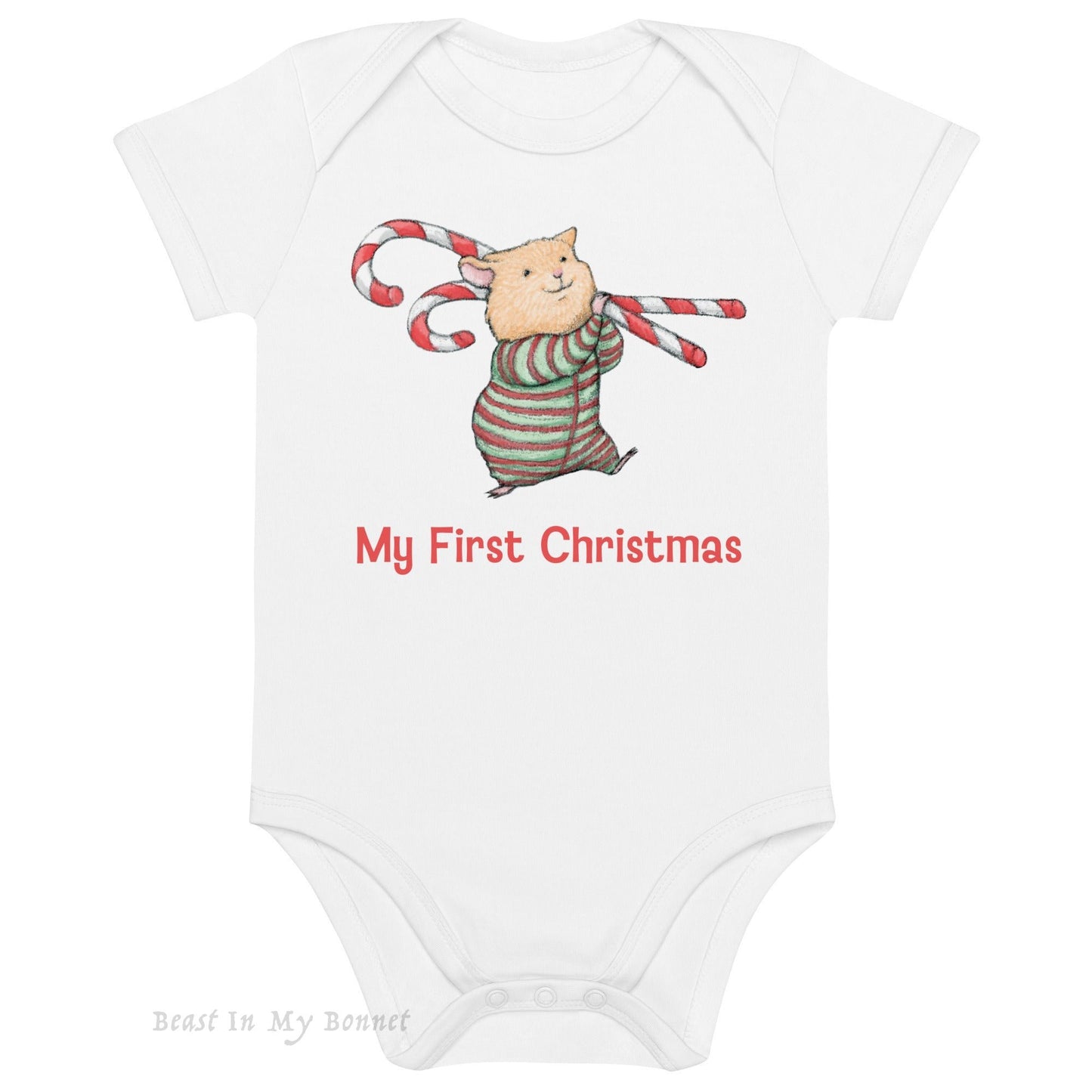 Organic Cotton Baby Bodysuit - My First Christmas