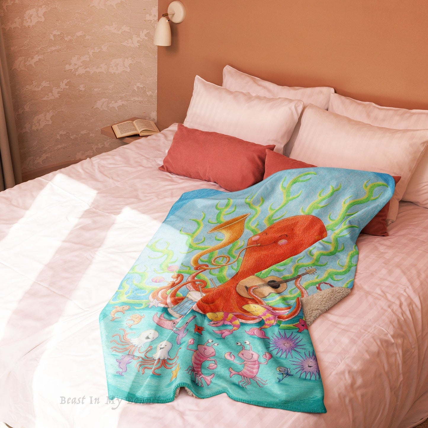 Sherpa Blanket - 37 x 57 - Octopus' Garden Party
