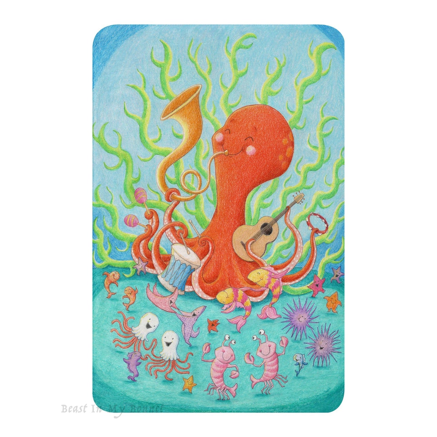 Sherpa Blanket - 37 x 57 - Octopus' Garden Party