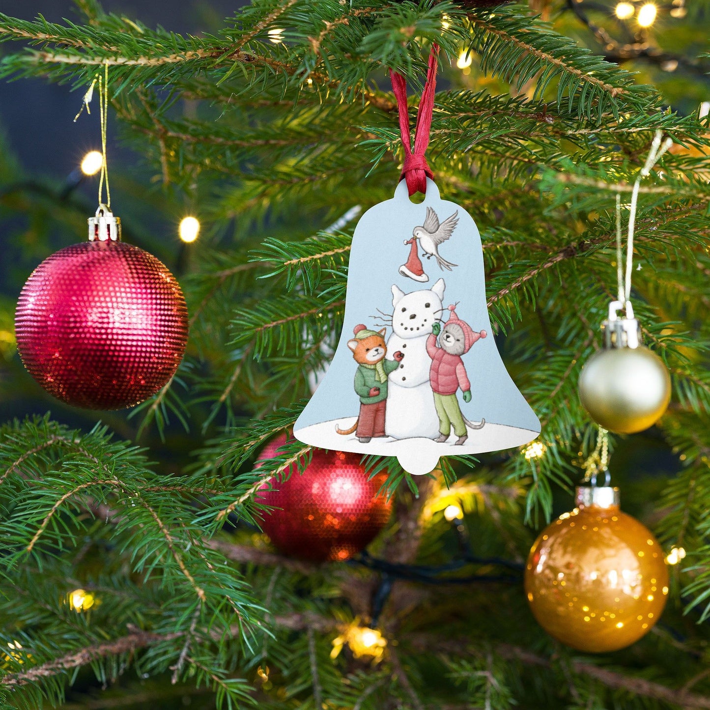 Wooden Ornament - Snowman Making